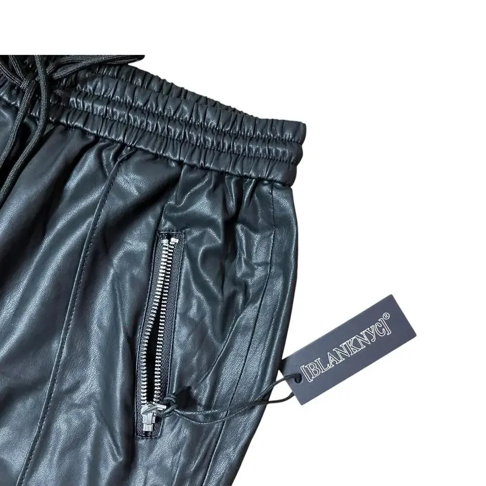 Blank NYC‎ Faux Leather Pants 24 Black Streetwear Moto Biker Zipper
